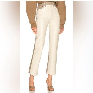 NWOT AGOLDE Paneled 90's Pinch Waist in Powder Recycled Leather pant, size 29